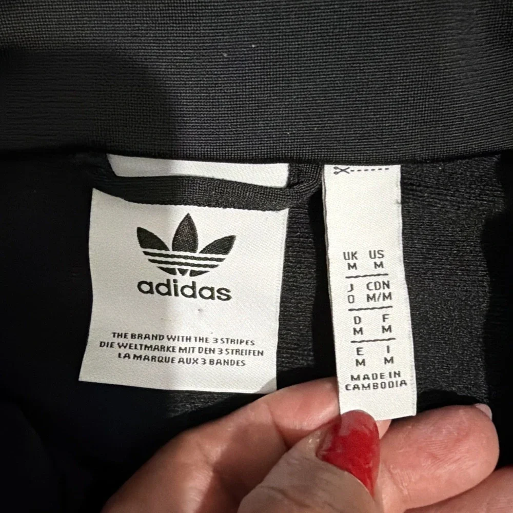 Adidas Three Stripe Black Track Jacket Mens Medium Trefoil Zip Up Activewear